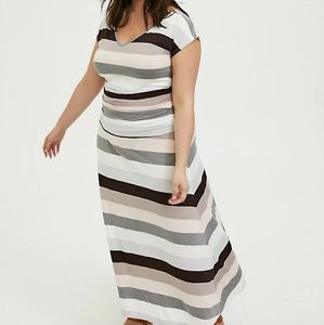 Torrid Super Soft Striped Ruched Maxi Dress
